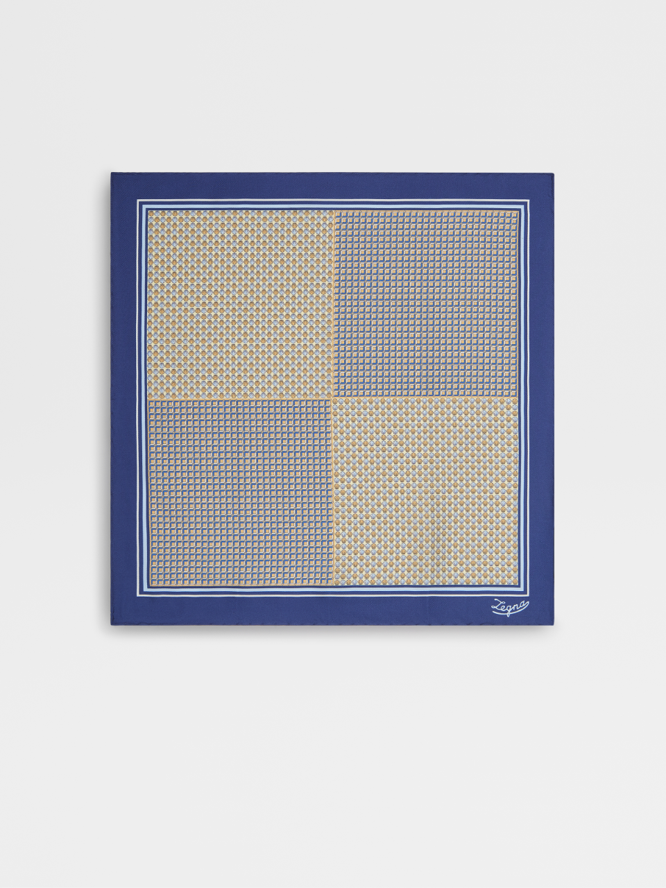 Yellow Geometric Pattern Silk Pocket Square